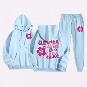 Proveedor de sudaderas con logotipo bordado personalizado y pantalones deportivos casuales, conjunto de sudadera y pantalones deportivos de estilo urbano extragrande - Product Image 1