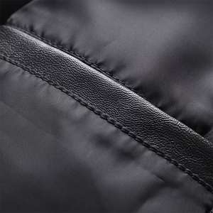 แจ็คเก็ตหนังผู้ชายคุณภาพสูง สีดำ ระบายอากาศ กันลม เป็นมิตรกับสิ่งแวดล้อม แจ็คเก็ตหนังสไตล์ไฮสตรีท พร้อมกระเป๋าซิป - Product Image 6