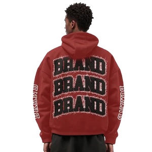 ชุดวอร์มทรงหลวมมีฮู้ดสำหรับผู้ชายสำหรับซักได้ทั้งชายและหญิงผ้าคอตตอนเนื้อผ้าเทอร์รี่มีซิปสำหรับ400แกรมกรดเสื้อผ้าพิมพ์ลายแบบฮิปฮอป - Product Image 5