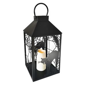 2025 Halloween noir mat métal bougeoir spécial chat découpe conception argent lanterne pour noël mariages décorations pour la maison - Product Image 5