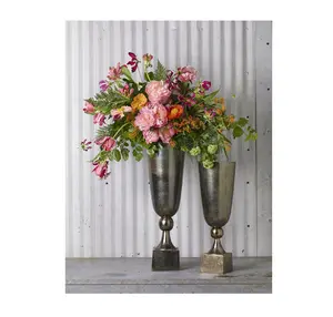 Напольная декоративная ваза для цветов для гостиной, сада и балкона, серебряная ваза для цветов, производитель и поставщик