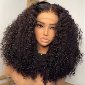 <span class=keywords><strong>Cheveux</strong></span> humains vierges Remy de qualité 14A, 13*4, français, pour perruque, noir, densité 350%, bouclés crépus, longueur moyenne - Product Image 4