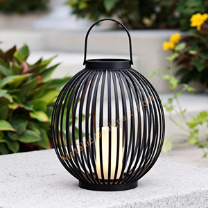 Stylish Black Metal Wire Candle Jar <b>Lantern</b> Holder for Home Decor Unique Modern <b>Indoor</b> and Outdoor Decorative <b>Lighting</b> Accent - Product Image 5