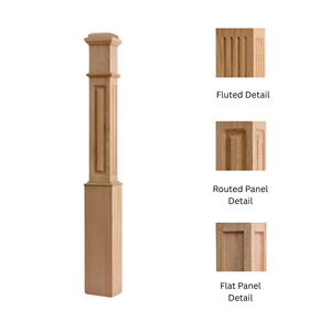 Boîte personnalisée Newels 4091RP Boîte en chêne blanc massif Newel avec panneau routé Détail Pièces d'escalier élégantes pour tout escalier d'EFS - Product Image 1