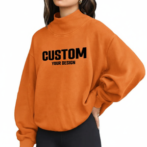 Sweat-shirt à col montant surdimensionné pour femme et homme en molleton d'Orléans 400 g/m² personnalisé avec broderie - Product Image 1