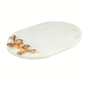 Irregular Shape Polished <b>Marble</b> Serving <b>Tray</b> with Golden Handles American Style Wedding Occasion Eco-Friendly High Quality - Product Image 3