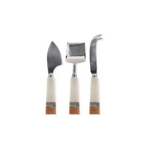 Juego de cuchillos de queso rebanador de metal dorado con mango de acrílico verde para uso de servicio de queso de mesa de comedor - Product Image 3