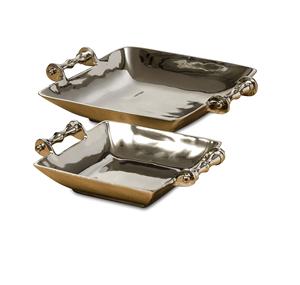 Plateau de service ovale galvanisé avec poignées Ensemble de 3 pièces pour table - Product Image 2