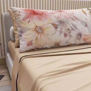 6 pièces de draps en microfibre unie 300 fils, rafraîchissants, infroissables, avec taies d'oreiller imprimées, motifs modernes, anti-boulochage, tissés, toutes saisons, OEM - Product Image 3