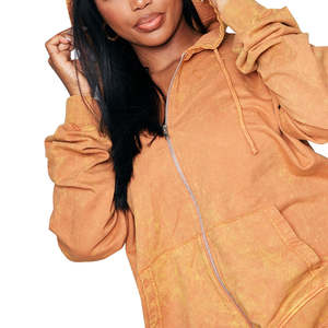 Chándal lavado con ácido para mujer con logotipo de marca personalizado, chándal de dos piezas de manga larga con capucha para mujer, conjunto de chándal para niña, pantalones deportivos - Product Image 6