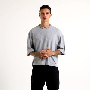 เสื้อยืดแขนสั้นสำหรับผู้ชายผ้าฝ้ายขนาดใหญ่ดีไซน์ปักลายน้ำหนักผ้า240กรัม - Product Image 1