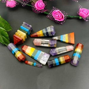 Wholesale Bulk Lot Mix 7 Chakra Shapes Handmade Polished Stone <b>Craft</b> Engraving 7 Natural Gemstones for Jewelry Making Carving - Product Image 5