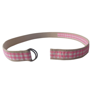 2025 Fábrica al por mayor Color sólido Doble D-Ring Hebilla Gingham Poliéster Correas Cinturón con punta de metal - Product Image 6