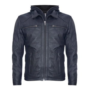 Veste de moto d'hiver en cuir de vache pour hommes de qualité supérieure personnalisée Col rond Techniques brodées Finition de qualité supérieure - Product Image 5