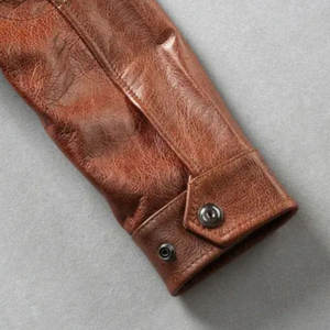 แจ็คเก็ตหนังแท้สั่งทำสำหรับขายส่ง ผ้าหนังวัวแท้ แจ็คเก็ตแฟชั่นผู้ชาย แจ็คเก็ตหนังแท้ทำมือระดับพรีเมียมสำหรับผู้ชาย - Product Image 5
