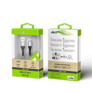 Micro Cable de carga rápida de 2M, chaqueta de nailon con blindaje trenzado de Conductor de cobre puro plateado de 3A para TELÉFONO MÓVIL - Product Image 2