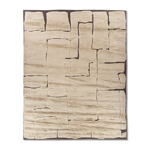 Tapis en laine tissée plate Indusbar Ivory, coton biologique, abstrait, rectangulaire, pour salon, couloir, tapis en jute pour adolescents - Pdwl-656 - Product Image 1