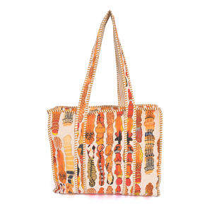 Sac fourre-tout matelassé en coton fait à la main Sac à bandoulière léger imprimé ethnique bohème Spacieux Durable pour le shopping Voyage Usage quotidien - Product Image 1