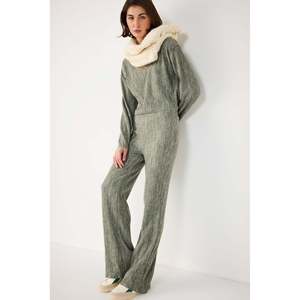 Pantalones Casuales Suaves con Cintura Elástica y Ribetes, 100% Poliéster - Product Image 2