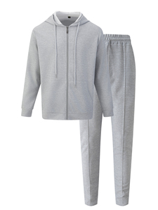 2025 nuevo otoño patrón sólido algodón orgánico Sudadera con capucha chándal transpirable Jogging sudadera y pantalón de chándal para la temporada - Product Image 5