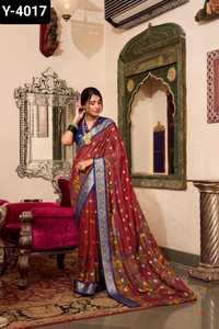 Trendy Women <b>Wedding</b> and Festival Function Wear Saree Collections for Women Low Price Kalamkari Print Poly Cotton Saree Blouse - Product Image 3