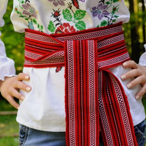 Handmade Slavic Woven <b>Belt</b> Colorful <b>White</b> & Red Waistband Sash for Jeans Unisex Gift Accessory - Product Image 1