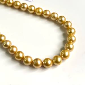 Cuentas de perlas doradas genuinas del Mar del Sur, 8-10MM, perlas naturales de alto brillo reales del Mar del Sur, forma redonda perfecta, suministro a granel al por mayor - Product Image 3