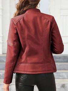 Chaqueta de cuero Premium con logotipo personalizado para mujer, ropa de moda, abrigo de invierno con cremallera, prendas de vestir exteriores, corte ajustado OEM 2025 - Product Image 6
