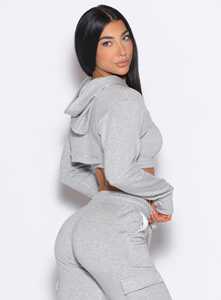 Best Quality Custom Light <b>Grey</b> Women's Sweat Bolero <b>Hoodie</b> Anti-Wrinkle Breathable Hoodies For Woman Gym Women's & <b>Zip</b> <b>Up</b> <b>Hoodie</b> - Product Image 5