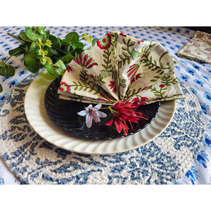 Ensemble de serviettes en coton naturel fait à la main de l'Inde Serviettes jetables imprimées en blocs pour la cuisine, les fêtes d'anniversaire lavables - Product Image 3