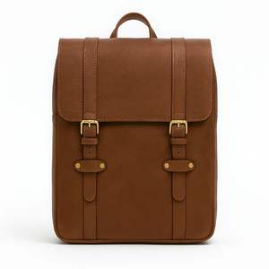 Vintage Genuine <b>Leather</b> <b>Backpack</b> for <b>Men</b> and Women Classic Double Buckle Travel and Office Bag - Product Image 1