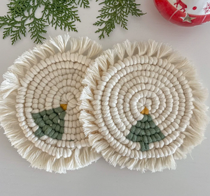 Mayorista de alta calidad hecho a mano macramé algodón posavasos con patrón de árbol de pino regalos regalo de Navidad decoración de vacaciones - Product Image 5