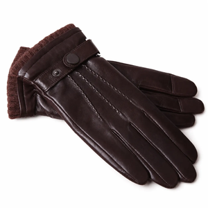 Men Genuine Leather <b>Gloves</b> Winter Warm Brown Sheepskin <b>Gloves</b> Soft Touchscreen Driving <b>Gloves</b> Thermal Lined Fashion Dress <b>Gloves</b> - Product Image 3