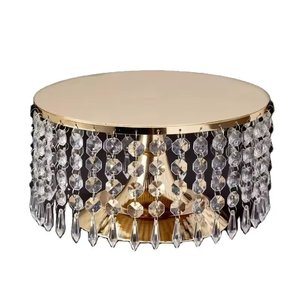 Vente chaude Cristal Et Métal Forme Ronde Gâteau Stand Or Fini Pour La Fête D'anniversaire De Mariage Présentoir En Gros En Vrac - Product Image 1