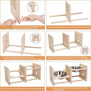 Double <b>Dog</b> <b>Bowl</b> <b>Stand</b> <b>with</b> Stainless Steel <b>Bowl</b> Bevel <b>Dog</b> Food <b>Stand</b> Adjustable High(5.1-10.2"), Wooden Elevated <b>Dog</b> <b>Bowl</b> Holder - Product Image 6
