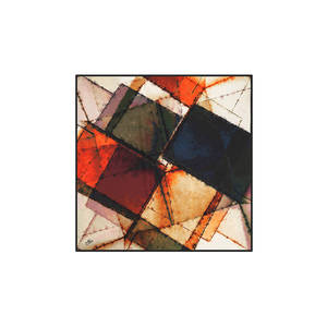 Écharpe carrée en twill de polyester beige avec motif géométrique - Product Image 1