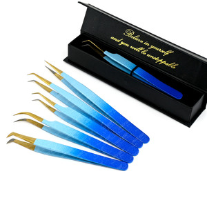 Volume d'extension de cils de haute qualité Pince à épiler d'isolation à pointe pointue légère à 90 degrés 45 Angle Ensemble classique en acier inoxydable - Product Image 3