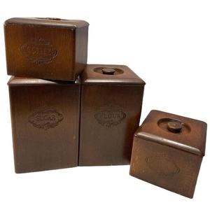 Ceramic <b>Canister</b> Set of 2&Wooden Caddy For <b>Sugar</b> <b>Coffee</b> <b>Tea</b> home storage Kitchenware Accessories & Wood Storage Box Dinnerware - Product Image 6