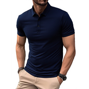 Camiseta de Manga Corta Casual de Verano para Hombre, Color Sólido, Cuello Bordado para Polo, Patrón de Leopardo, Tejido de Punto, Suministro ODM - Product Image 2
