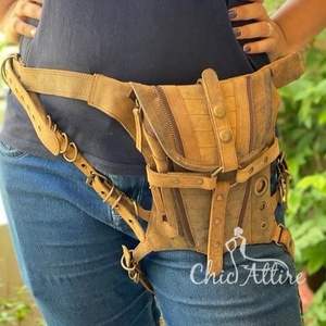 Nouveau personnalisé véritable cuir véritable goutte cuisse jambe sac moto tactique Fanny ceinture Boho mains libres Sport équitation taille Packs - Product Image 1