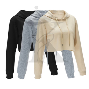 เสื้อครอปสำหรับผู้หญิงมีฮู้ดคอตตอนผ้าเทอร์รี่ทำจากผ้าคอตตอนพิมพ์โลโก้ได้ตามต้องการสำหรับฤดูหนาว - Product Image 2