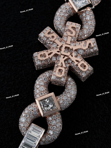 Collar con Colgante Inicial con Incrustaciones de Diamantes y Cadena Cubana Gruesa, Estilo Hip Hop Rapero, Plateado - Product Image 4