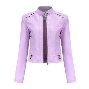 Chaqueta de piel sintética para motociclista para mujer, abrigo transpirable con relleno de algodón para primavera y otoño, cierre de cremallera, 2025 - Product Image 5
