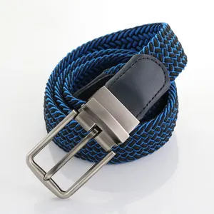 Cinturón de golf elástico trenzado personalizado de fábrica para hombre, con hebilla reversible de aleación, de nailon y cuero PU, deportivo, con detección de aguja - Product Image 3