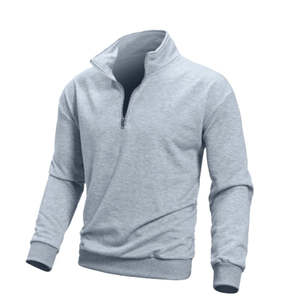 Sudaderas con capucha para hombre, sudadera básica personalizada de 100% algodón con cremallera de un cuarto de color sólido, patrón de letras bordadas, ajuste Regular para todas las estaciones - Product Image 1