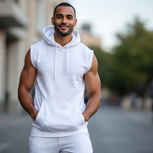 เสื้อแขนกุดมีฮู้ดสำหรับผู้ชายเสื้อกล้ามออกกำลังกายฟิตเนสเสื้อแบบสวมหัวสำหรับใส่ไปยิมเสื้อแขนกุดมีฮู้ดสำหรับวิ่งจ๊อกกิ้ง - Product Image 6