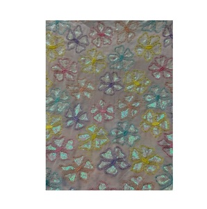 Bordado de secuencia de arcoíris de tela Georgette de algodón Premium perfecto para vestidos de novia y vestidos de novia - Product Image 1