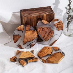 Top Class Epoxy Resin Acacia Wood <b>Coaster</b> Handmade Wooden Drink <b>Tea</b> <b>Coaster</b> Export Quality Made In India - Product Image 5