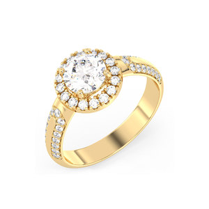 REYES OEM ODM joyería fina personalizada GRA certificado 925 plata esterlina corte redondo 1,38 quilates Moissanite Halo anillos para mujeres - Product Image 6