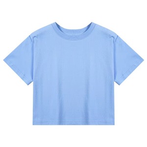 Estilo de alta calidad de moda de verano ajustado casual diseño personalizado recortado manga corta crop tops estampado liso camiseta de mujer - Product Image 1